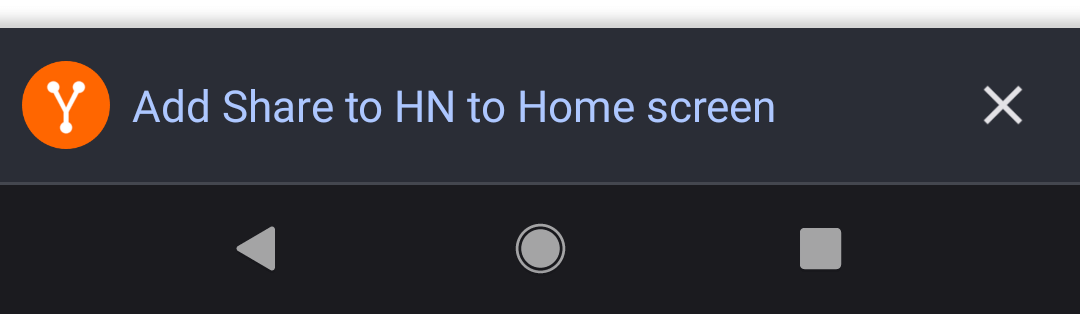 Demonstration of the installation popup on Chrome for Android